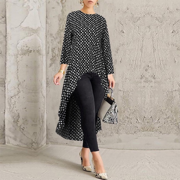 Leopard Long Sleeve Irregular Dress For Women - Picture 1 of 8